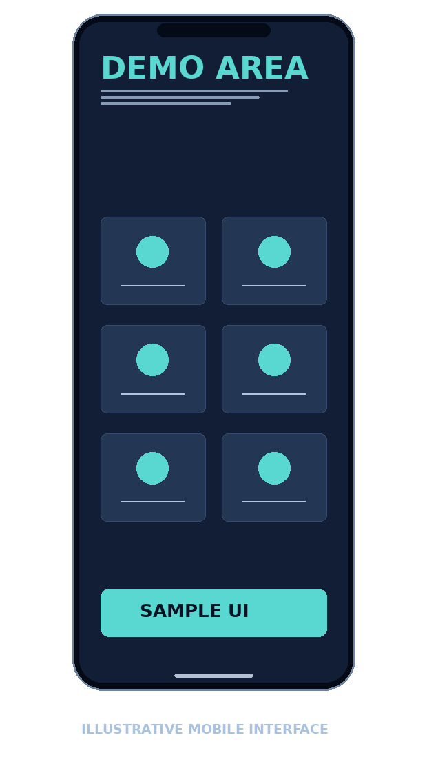 Illustrative mobile interface for the demo brand